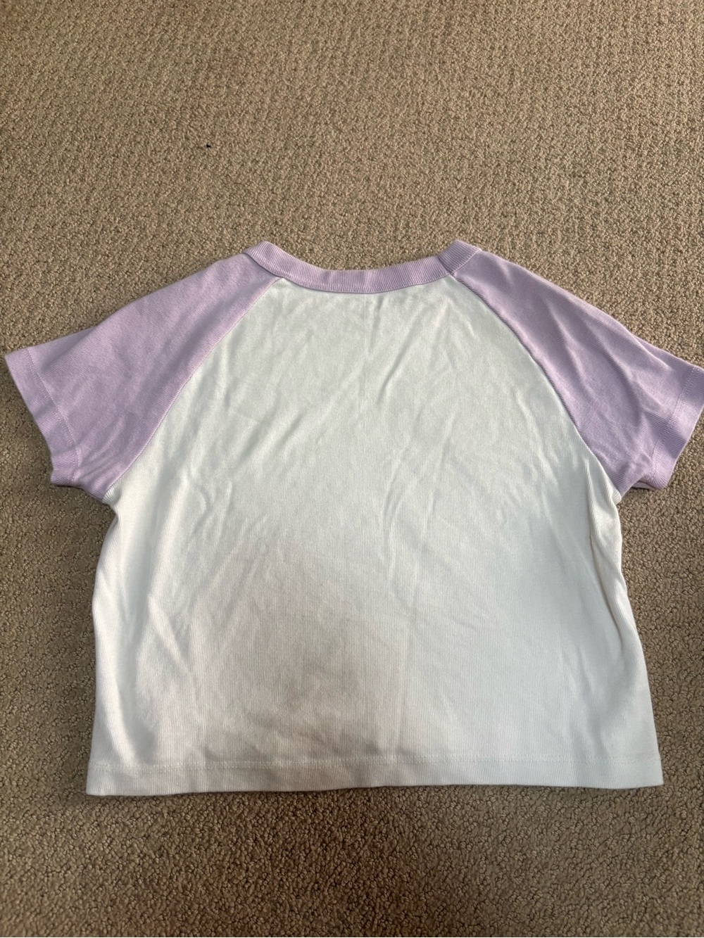 Brandy White & Light Purple Raglan Short Sleeve Top
